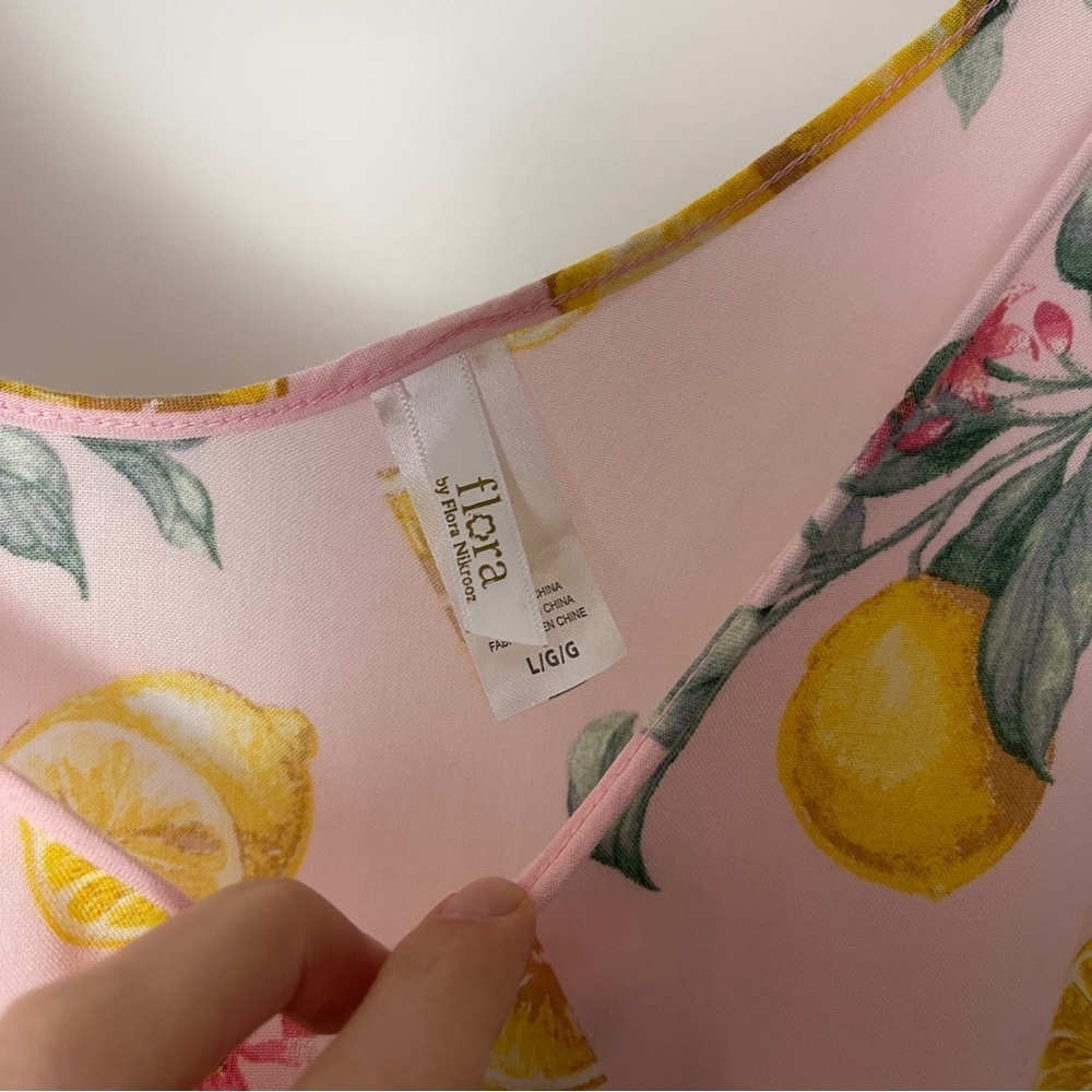 Flora Nikrooz Pink Lemon Floral Top Size L - Picture 3 of 5
